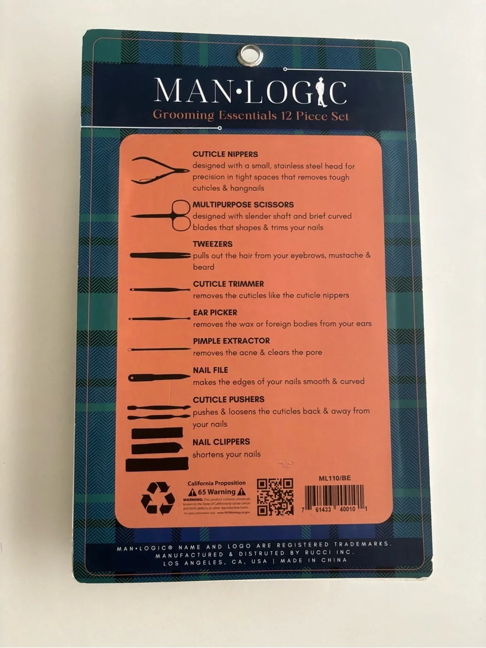 Men’s 12-Piece Grooming Kit in Black